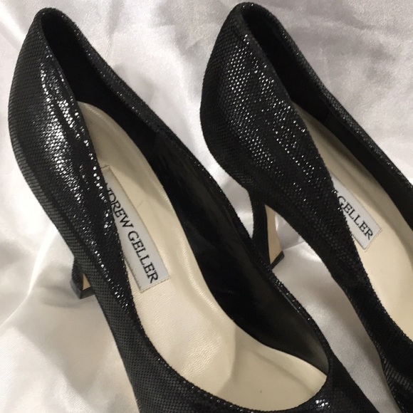 Vintage Heels ANDREW GELLER Black Caviar Size 9M 3.5” - Picture 7 of 15